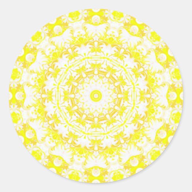 Lemon Meringue Kaleidoscope Classic Round Sticker (Front)