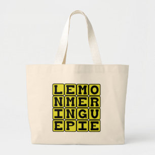 Lemon Meringue Pie, Citrus Dessert Large Tote Bag