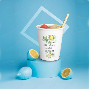 Lemon Minimalistic Bridal Shower Paper Cups