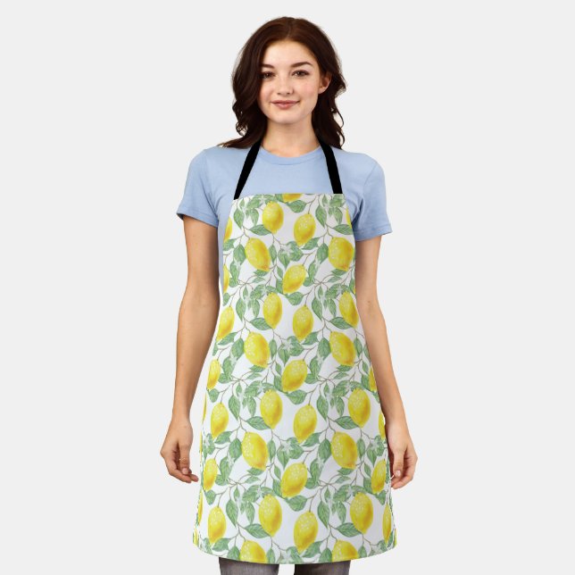 Lemon Mint Fresh Watercolor Apron (Worn)