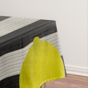 Lemon Modern Black & White Stripes Tablecloth