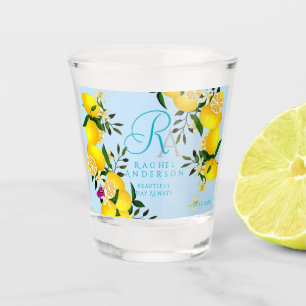 Lemon Monogram Blue Shot Glass