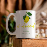 Lemon Monogram Bridesmaid Coffee Mug<br><div class="desc">Inspired by the fresh lemons and summer,  this Bridal party mug is perfect for your lemon-inspired wedding.</div>