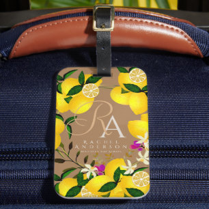 Lemon Monogram Brown Luggage Tag