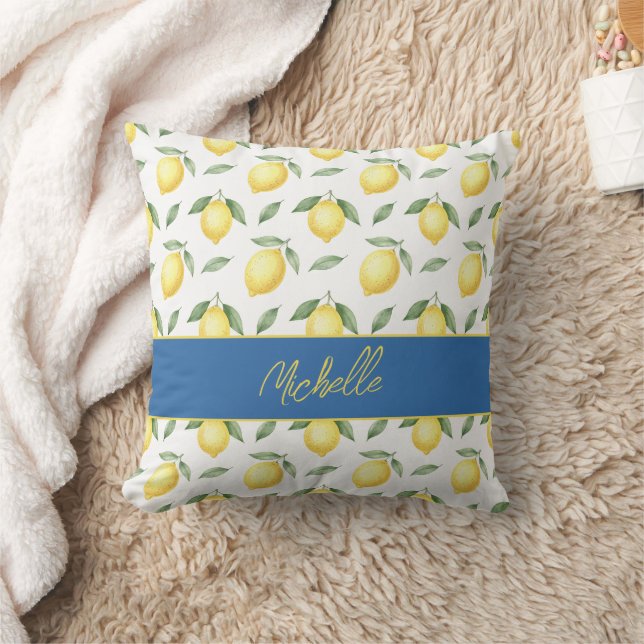 Lemon Monogram Name Pattern Cushion (Blanket)