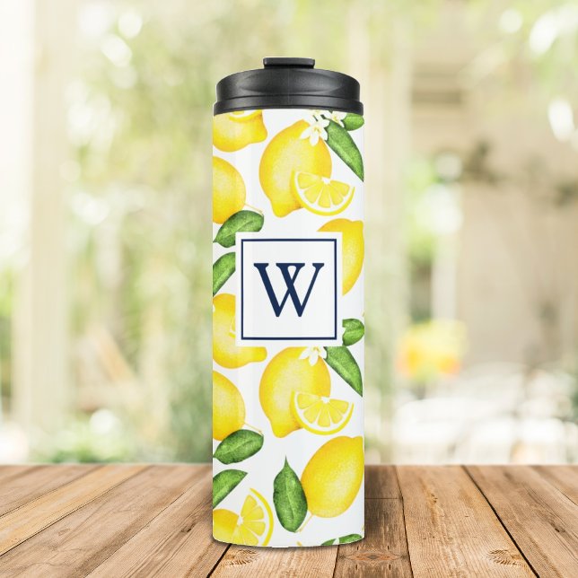 Lemon Monogram White Thermal Tumbler (Creator Uploaded)