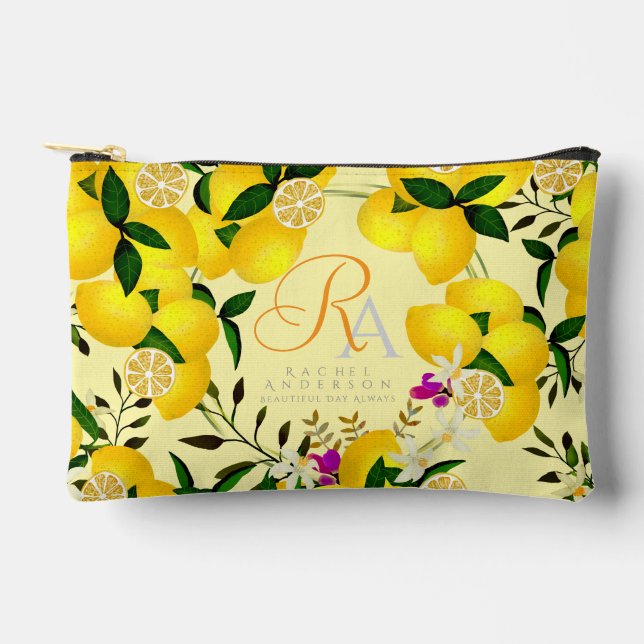 Lemon Monogram Yellow Accessory Pouch (Front)