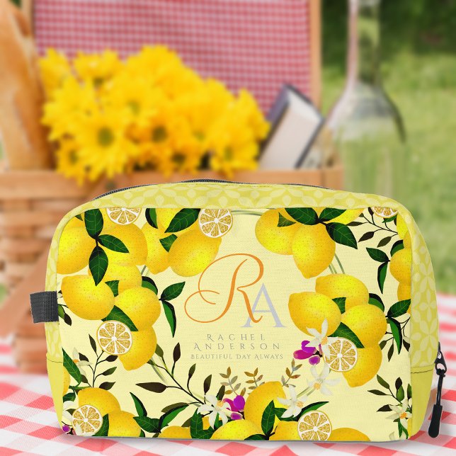Lemon Monogram Yellow Dopp Kit (Lemon Monogram Yellow Cosmetics Bag)
