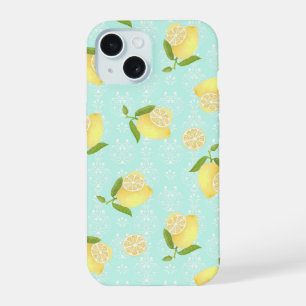Lemon Motif Blue iPhone 15 Case