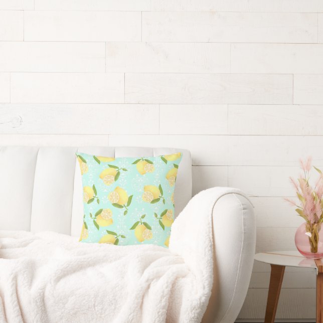 Lemon Motif  Love Blue Cushion (Couch)