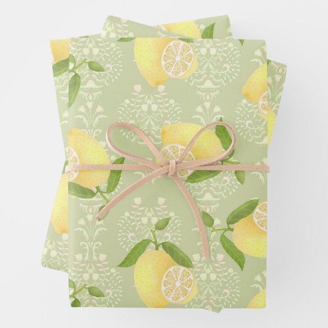 Lemon Motif  Love Olive Wrapping Paper Sheet (In situ)