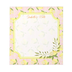 Lemon Motif Love Peach Notepad