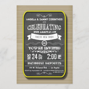Lemon Neon Chalkboard Baby Shower Invitation