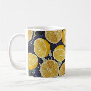 Lemon, olive branch, seamless vintage. coffee mug