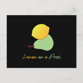 Lemon on a pear. Funny Punny puns. Fruit lovers Postcard