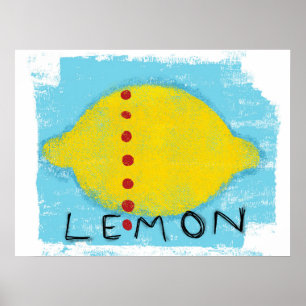 Lemon On Blue Poster Wall Art