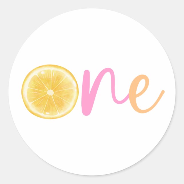 Lemon One Birthday Classic Round Sticker (Front)