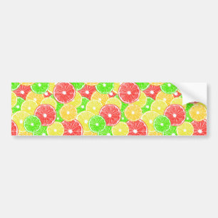 Lemon, orange, grapefruit and lime slices pattern bumper sticker