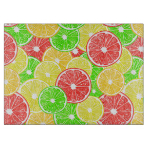 Lemon, orange, grapefruit and lime slices pattern cutting board