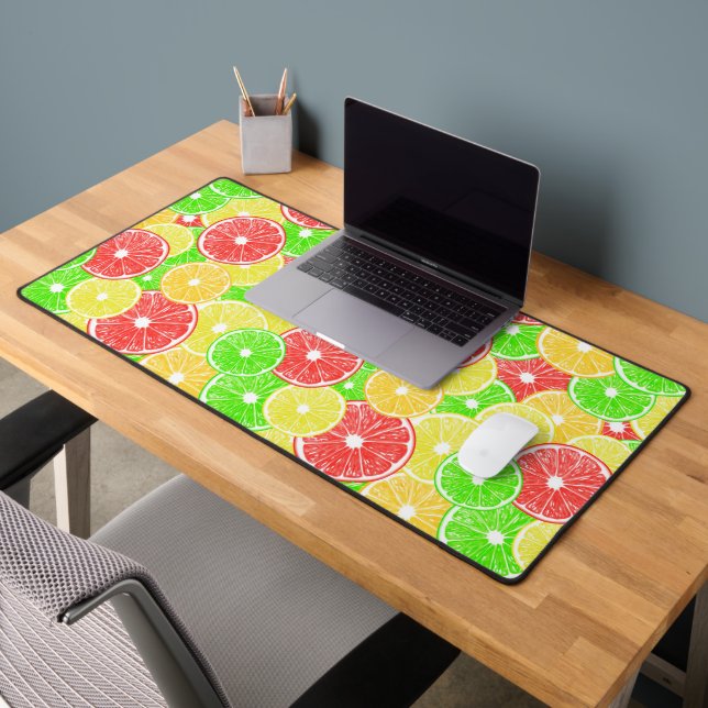 Lemon, orange, grapefruit and lime slices pattern desk mat (Office 2)