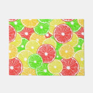 Lemon, orange, grapefruit and lime slices pattern doormat