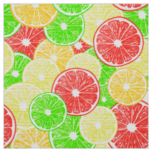 Lemon, orange, grapefruit and lime slices pattern fabric
