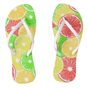 Lemon, orange, grapefruit and lime slices pattern thongs