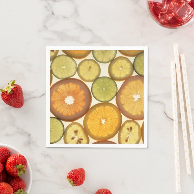 Lemon, Orange, Lime, Citrus, Fruit, Fruit Slices Napkin (Insitu)