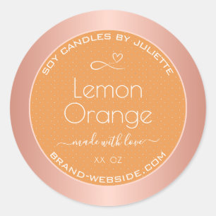 Lemon Orange Scented Rose Gold Frame Packaging Classic Round Sticker