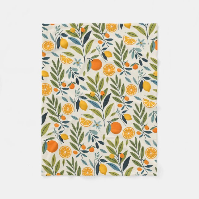 Lemon Orchard Dream Fleece Blanket (Front)