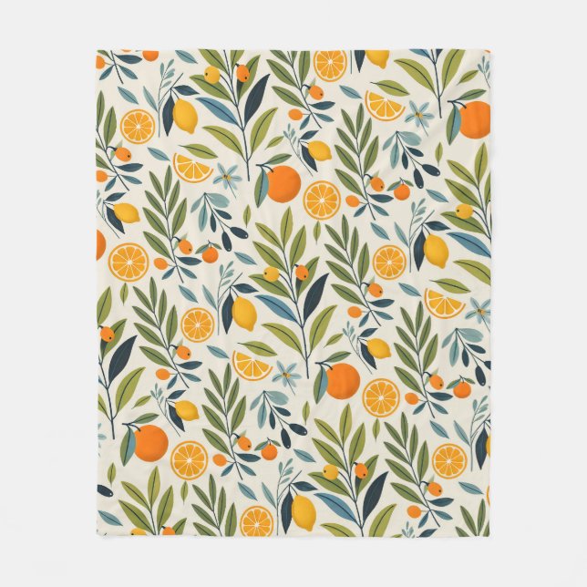 Lemon Orchard Dream Fleece Blanket (Front)