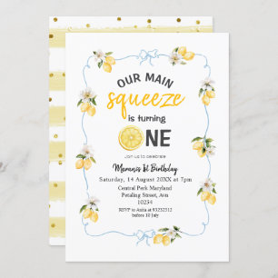 Lemon Our Main Squeeze Birthday Party Invitation