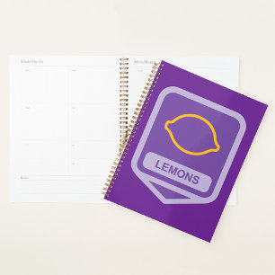 Lemon Outline Purple and Yellow Fruit Planner