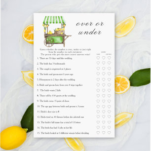 Lemon - Over or under bridal shower game