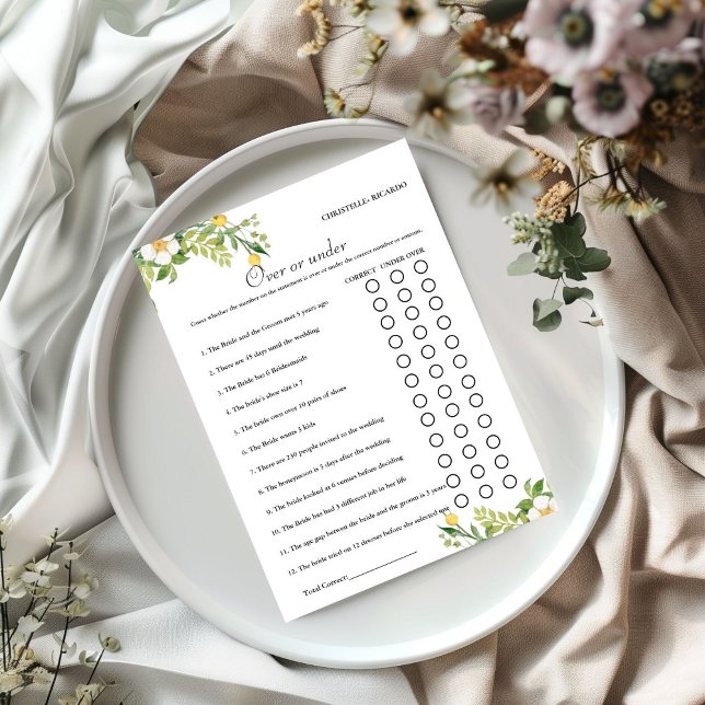 Lemon Over or under bridal shower game Card (Creator Uploaded)