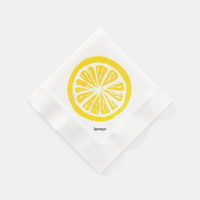 Lemon Paper Cocktail Napkins (Corner)