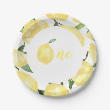 Lemon Paper Plates Lemon First Birthday Citrus One