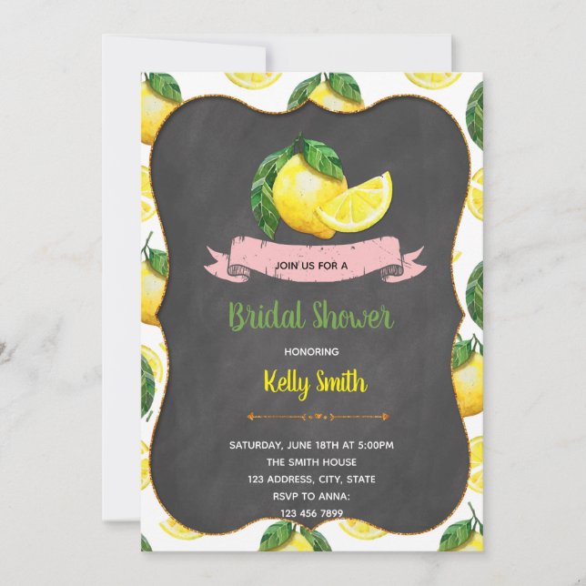 Lemon party bridal shower invitation (Front)