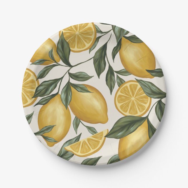 Lemon Party Plates Disposable Paper Plates (Front)