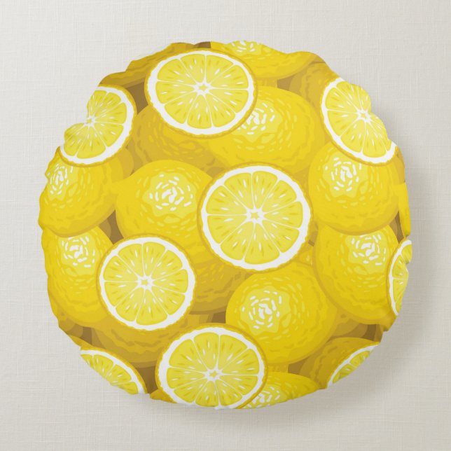Lemon Pattern 2 Round Cushion (Front)