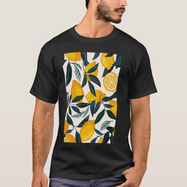 Lemon Pattern Art Minimalist Fruit 1 T-Shirt (Front)