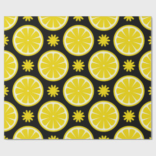 Lemon Pattern black Wrapping Paper