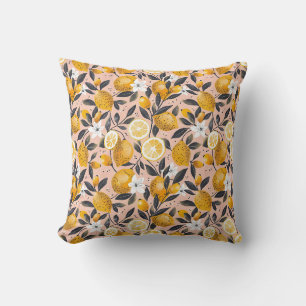 Lemon Pattern Botanical Throw Pillow