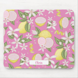 Lemon Pattern Citrus Botanical Mouse Pad