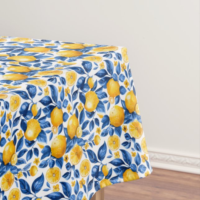 Lemon Pattern Citrus Fruit Tropical Summer Tablecloth (In Situ)