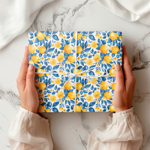 Lemon Pattern Citrus Fruit Tropical Summer Wrapping Paper