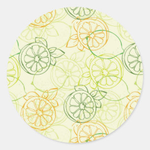 Lemon Pattern Classic Round Sticker