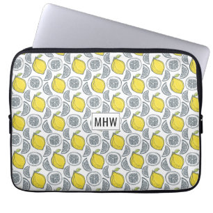 Lemon Pattern custom monogram laptop sleeves