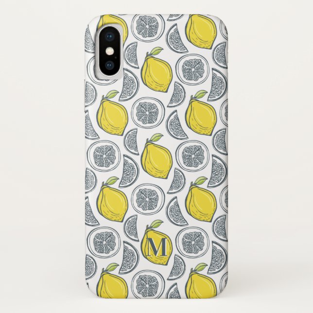 Lemon Pattern custom monogram phone cases (Back)