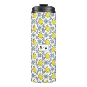 Lemon Pattern custom monogram tumbler
